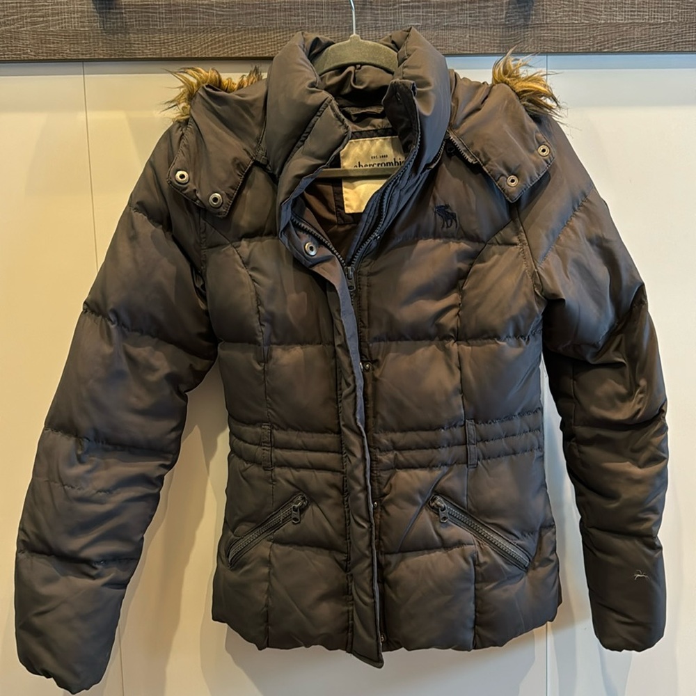 Grey Down Abercrombie Kids winter jacket